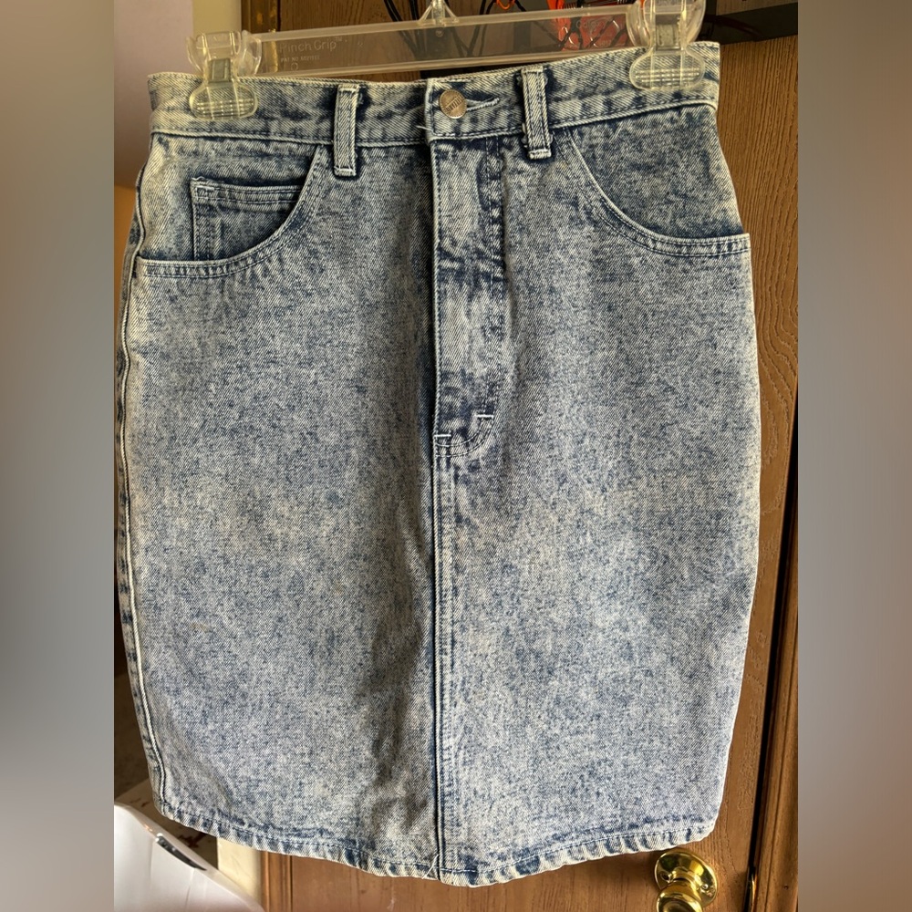 Vintage 90s Stefano 100% denim acid wash skirt 8